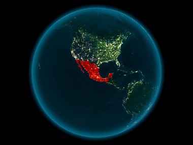 Meksika Planet Earth gece uzayda