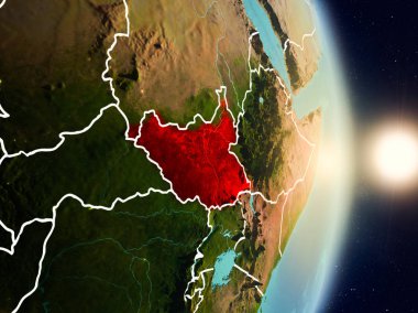 Gündoğumu sırasında Güney Sudan