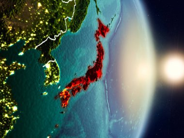 Gündoğumu sırasında Japonya