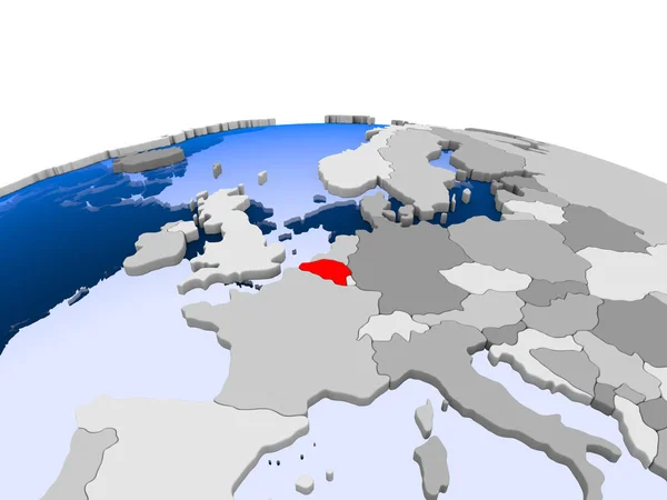 Belgie na politické globe — Stock fotografie