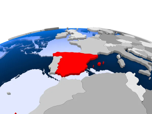 Hiszpania na Globus polityczny — Zdjęcie stockowe