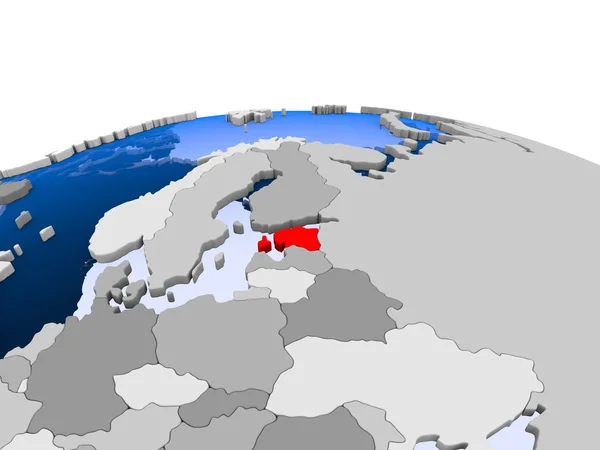 Łotwa na Globus polityczny — Zdjęcie stockowe