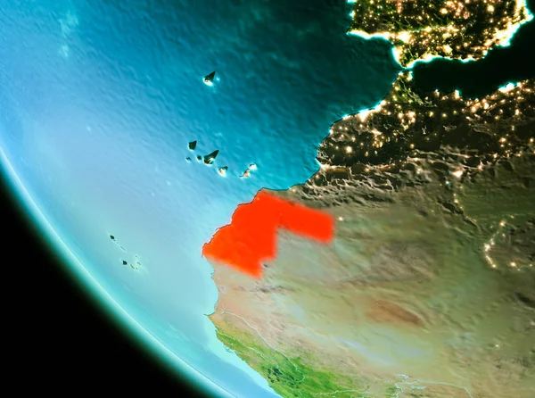 Western Sahara in red in the evening
