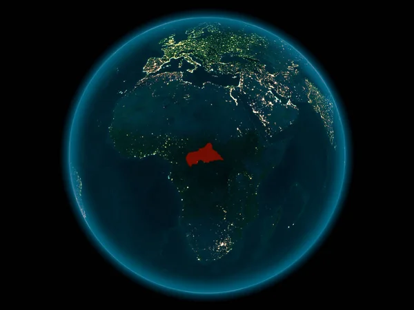 Centralafrika på planeten jorden i rymden på natten — Stockfoto