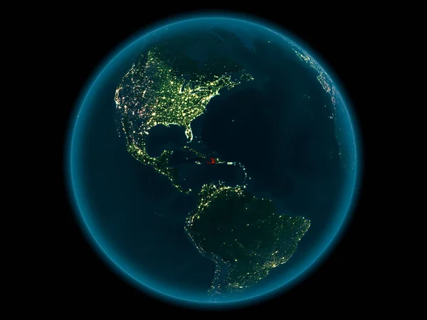Гаїті на планеті Земля в космосі вночі. — стокове фото