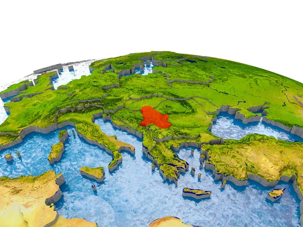 Sérvia em modelo de Terra — Fotografia de Stock