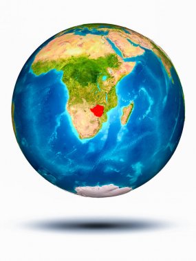 Beyaz arka plan ile yeryüzünde Zimbabve