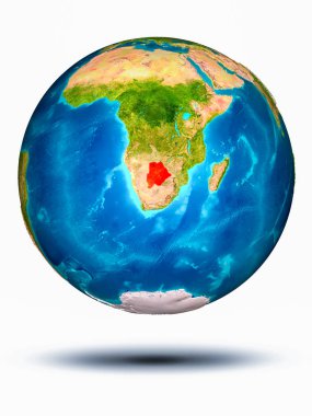 Beyaz arka plan ile yeryüzünde Botsvana