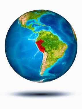 Beyaz arka plan ile yeryüzünde Peru