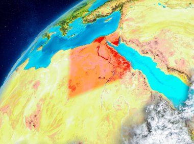 Mısır'ın uzay görünümünde kırmızı