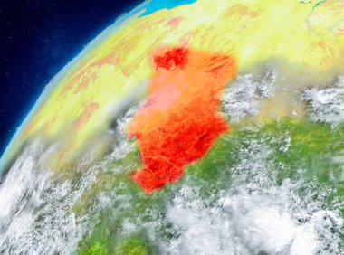 Çad'ın uzay görünümünde kırmızı