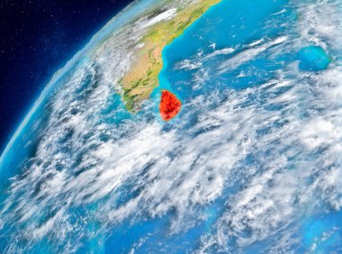 Sri Lanka'nın uzay görünümünde kırmızı
