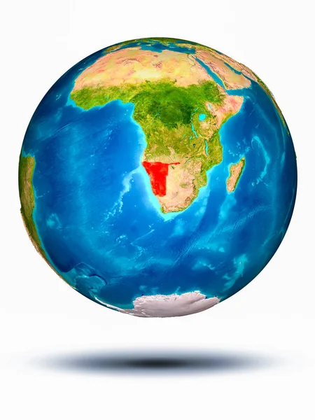 Namibia on Earth with white background — Stock Photo, Image