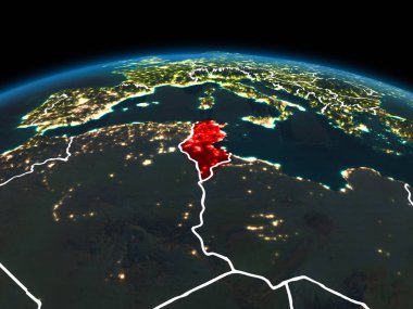 Tunus gece yeryüzünde