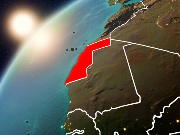Western Sahara on planet Earth in sunset