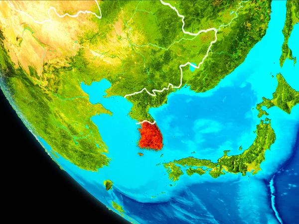 Corea del Sur en la Tierra desde el espacio —  Fotos de Stock