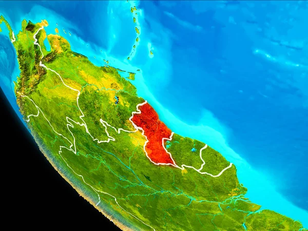 La Guyana sulla Terra dallo spazio — Foto Stock