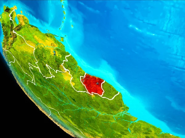 Суринам на Земле из космоса — стоковое фото