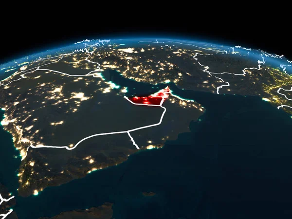 United Arab Emirates on Earth at night