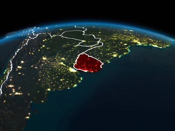 Uruguay en la Tierra por la noche —  Fotos de Stock