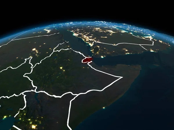 Djibouti on Earth at night