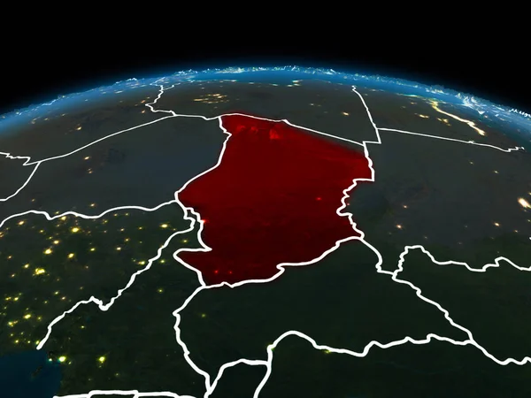 Tsjaad op aarde 's nachts — Stockfoto