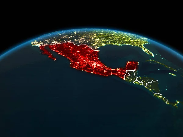 Mexico on Earth at night