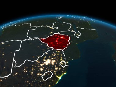 Zimbabve gece yeryüzünde
