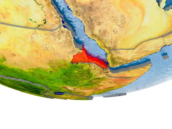Еритрея червоним на моделі Землі — стокове фото