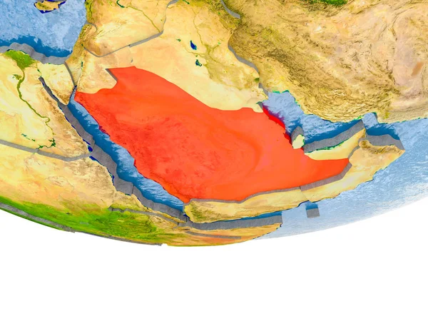 地球モデルの赤でサウジアラビア — ストック写真