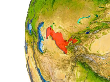 Özbekistan haritası modeli bir küre