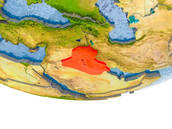 地球モデルの赤でイラク — ストック写真