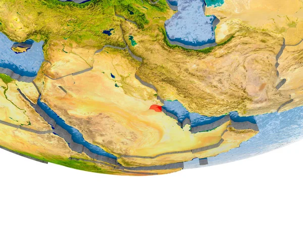 Kuwait em vermelho no modelo Terra — Fotografia de Stock