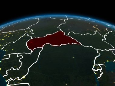 Orta Afrika gece yeryüzünde