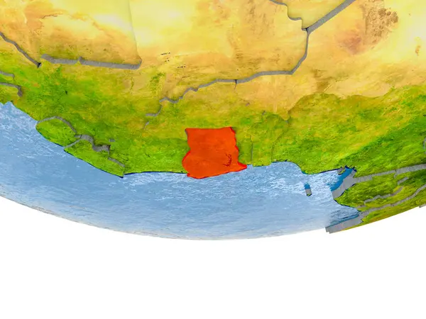 Ghana en rojo en el modelo Tierra —  Fotos de Stock