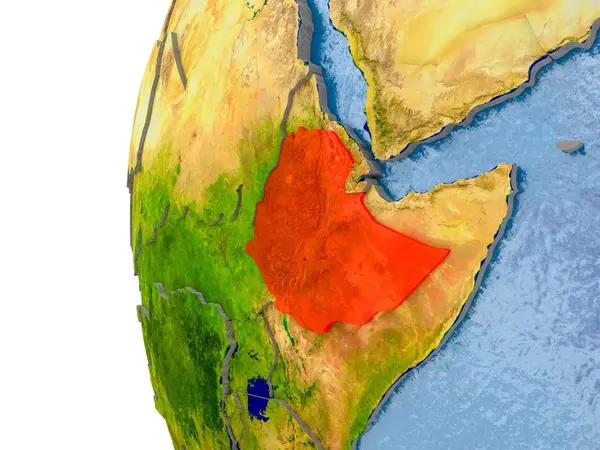 Карта Эфиопии на модели земного шара — стоковое фото