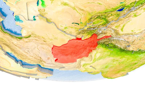 Afeganistão em vermelho no modelo da Terra — Fotografia de Stock