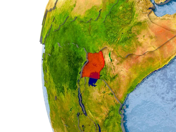 Mapa de Uganda en el modelo de globo —  Fotos de Stock