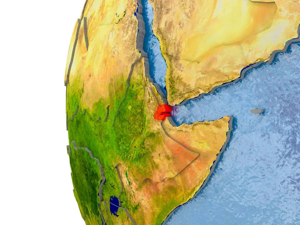 Mapa na Džibutsko na modelu zeměkoule — Stock fotografie