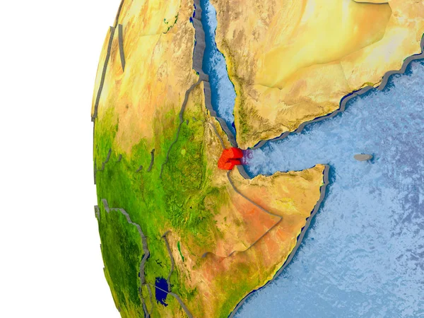 Kaart van Djibouti op model van globe — Stockfoto