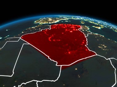 Cezayir gece yeryüzünde