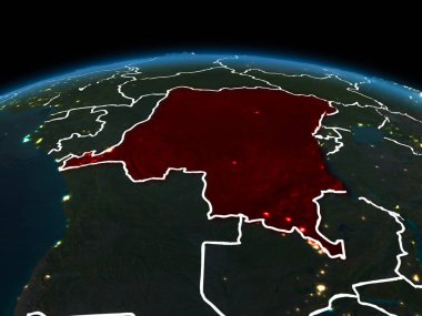 Demokratik Kongo Cumhuriyeti gece yeryüzünde