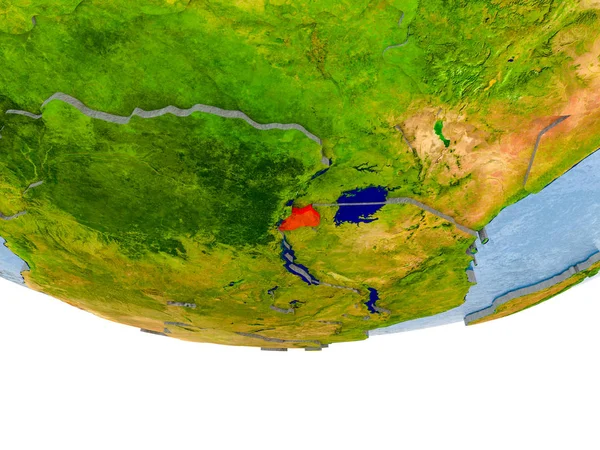 Rwanda berwarna merah pada model Bumi — Stok Foto