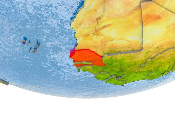 塞内加尔在红色地球模型 — 图库照片