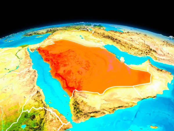 Саудівська Аравія червоним кольором — стокове фото