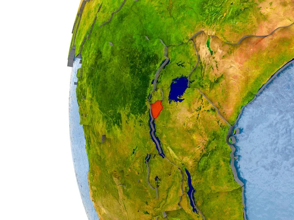 Карта Бурунди на модели земного шара — стоковое фото