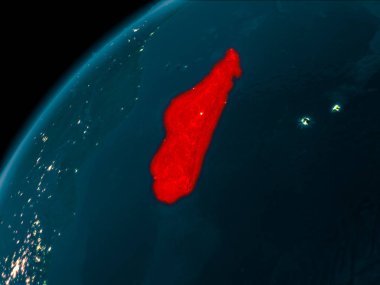 Dünya üzerinde gece Madagaskar