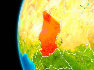 Çad Haritası kırmızı