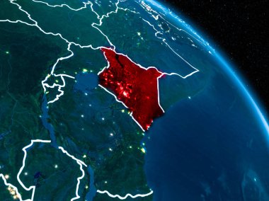 Geceleri Kenya'nın uydu görüntüsü