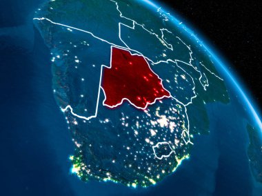 Geceleri Botsvana uydu görüntüsü